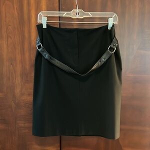 Barbara Bui Initials Black Skirt with Leather Drop Belt Detail